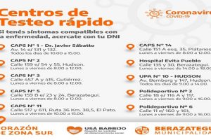 BERAZATEGUI SUMÓ NUEVOS CENTROS DE TESTEO RÁPIDO DE COVID-19