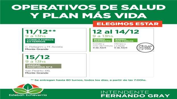 EE CONTROLES DE SALUD E INSCRIPCIONES AL PLAN MÁS VIDA EN MG Y 9 DE ABRIL