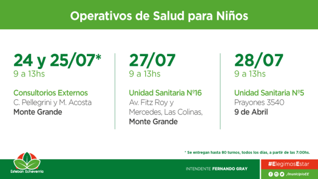 EE CONTROLES DE SALUD PARA NIÑOS EN MONTE GRANDE Y 9 DE ABRIL