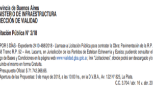 EE OBRA DE AMPLIACIÓN DE LA RUTA PROVINCIAL 58