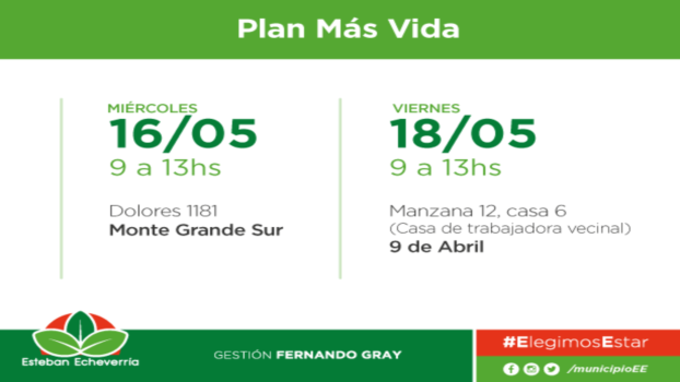 EE OPERATIVOS PLAN MÁS VIDA EN MONTE GRANDE SUR Y 9 DE ABRIL
