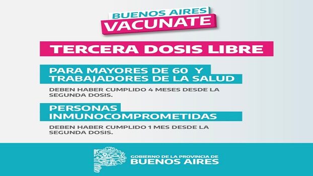 VACUNACIÓN COVID-19 3RA DOSIS LIBRE PARA MAYORES DE 60, PERSONAL DE SALUD E INMUNODEPRIMIDOS